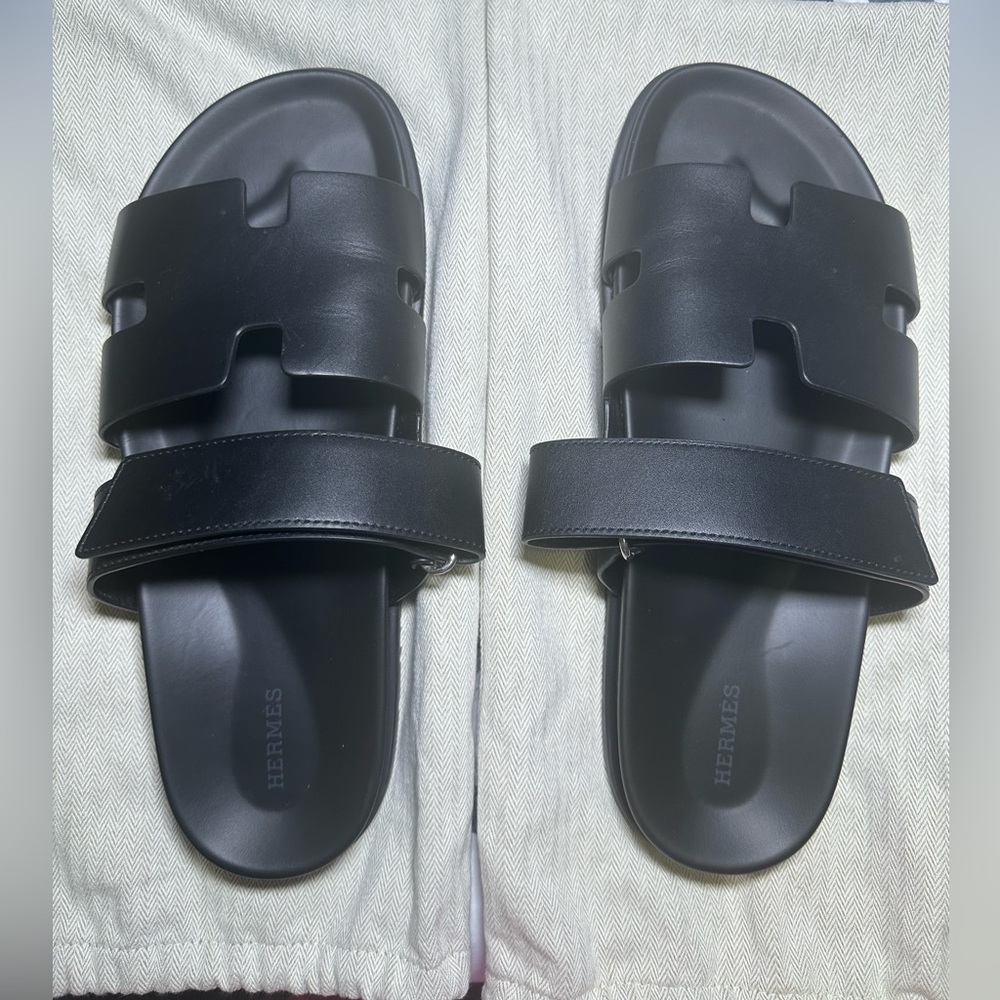 AUTHENTIC Hermès Black Men's Chypre Sandal 44